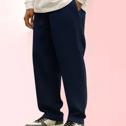 fabflee Men Solid Blue Track Pants-picture-30