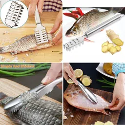zelovi 2-Pieces Combo Fish Scrapper Fish Scale Remover, Stainless Steel Fish Scaler image 2