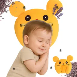 white bubble Rai Pillow Velvet, Baby Head Shaping Takiya Soft Pillow Infant Mustard Seeds Toons & Characters Baby Pillow Pack of 1 image 1