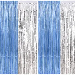 dinipropz Multicolor Blue and Silver Foil Fringe Tinsel Curtains for Photo Backdrop Party Decorations-picture-10