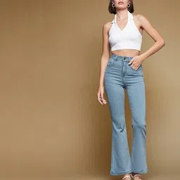 zaristaa Women Boot-Leg High Rise Light Blue Jeans image 5