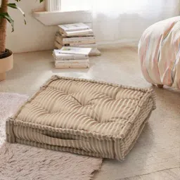 s9home Brown Striped Polyester 20x20 Inches Floor Cushion-picture-30