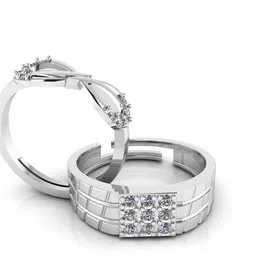 miss highness Couple Beautiful Diamond Adjustable Combo Rings – Luxury Gift for Women & Men, Sterling Silver Cubic Zirconia Rhodium Plated Ring image 1