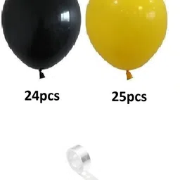 r g accessories Solid Black Yellow Balloons Garland Decoration Kit With Arch Pack Of 50 Balloon image 2