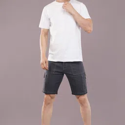 nivasu Solid Men Denim Grey Denim Shorts image 5