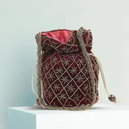 Women Maroon, Gold Potli-image-2