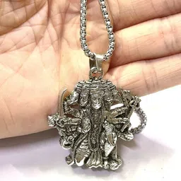 divinesouviners God Panchmukhi Hanuman Ji Locket for Men & Women Pure Silver image 2