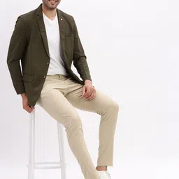 showoffff Men Solid Single Breasted Casual Blazer image 5