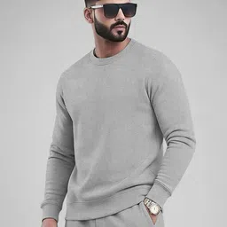 tripr Men Night Suit Set Grey Solid image 4