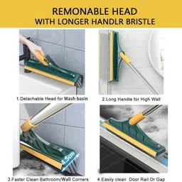 geeo Bathroom Cleaning Brush with Wiper 2 in 1 Tile Cleaning Plastic Wet and Dry Brush image 2