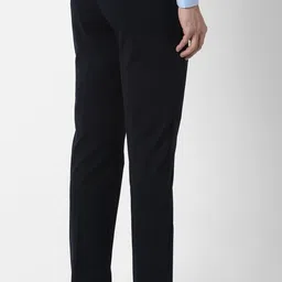 peter england Men Slim Fit Black Polyester Trousers image 3