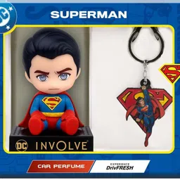 involve DC Superman Core Edition Character Car Perfume & Superman Keychain – Car Freshener Blocks image 1
