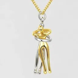 riseabove Black Silver Express Your Fellings Each Other Love Hug Couple Chain Pendant Sterling Silver Stainless Steel, Silver Locket Set image 2