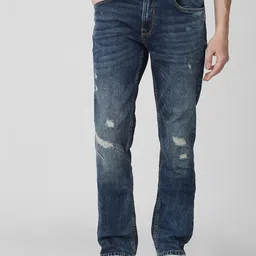 Men Slim Mid Rise Blue Jeans-image-1