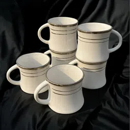 ganiska enterprises Pack of 6 Bone China white classic gold ring image 1