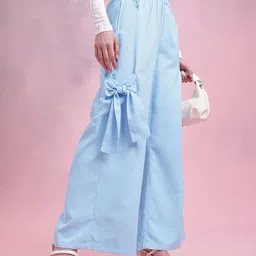 dressberry Women Regular Fit Blue Polyester Trousers image 1