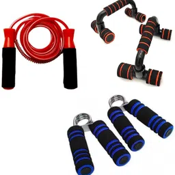 dr pacvu Athletes Choice Pack of 4 Combo | Hand Gripper, Pushup Bar Stand and Jumping Skipping Rope | Foam Handle Hand Gripper For Increase Arms and fingers Physical Strength with Pushup Bar Stand For Dips & Chest Excercise and Foam Handle Jumping Skipping Rope For Home Gym Body Stretching and Physcial Fitness | For All ages People Fitness Accessory Kit Kit-picture-10