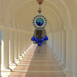 wordgizzlestore Blue Bells of the Guardian Arch | Feng Shui Hanging for Positivity & Protection Brass Windchime-picture-25