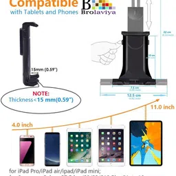 BROLAVIYA Mobile and Tablet Tripod Stand for Home Office Stage for All 4 to 10.1 Inch Devices Tripod image 5