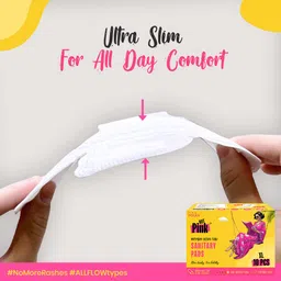 pinq polka Hot Pink Ultra Thin Sanitary Pads XL - 280 mm | 40 Pads | Rashfree Cotton Feel Sanitary Pad image 3