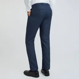 park avenue Men Regular Fit Dark Blue Polyester Trousers image 4