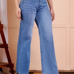 flying girls Women Flared High Rise Light Blue Jeans image 3