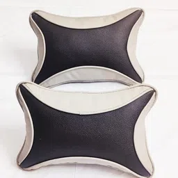 gaenterprises Black, White Leatherite Car Pillow Cushion for Universal For Car-picture-16