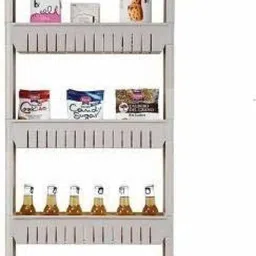 Shopixo Premium Unbreakable Plastic 5 Layer Slim Side Space Saving Multipurpose Utility Storage Organizer Rack Shelf with Wheels for Easy Movement for Household Kitchen, Office, Bathroom (5 layer) Plastic Kitchen Trolley Plastic Kitchen Trolley image 4