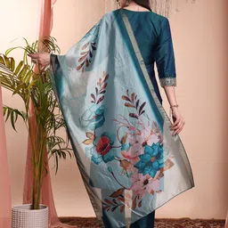 ayukta international Women Art Silk Kurti Pant Dupatta Set image 2