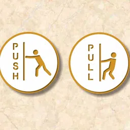 asmi collections 12 cm White & Gold 3D Acrylic Pull Push Sign Self Adhesive Sticker-picture-24