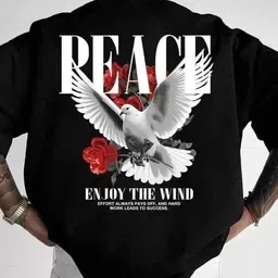 Men Graphic Print Round Neck Reversible Polycotton Black T-Shirt-image-39