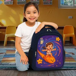 mous Kids Backpack Small Space Girl Design in Navy Blue Waterproof School Bag-picture-11