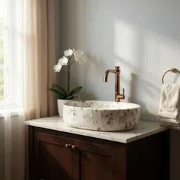 delta Designer Premium Ceramic Wash Basin(HR-Line)With Waste Pipe and Coupling Set (19.5*13*5)(HR-Line 1001)Matt Table Top Basin image 2