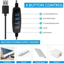 verilux LED Desk Reading Light Flexible Arm Dimmable USB Desk Lamp Black Study Lamp image 4