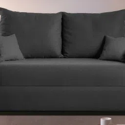 mintwud from pepperfry Indigo Fabric 2 Seater Sofa In Titanium Grey Colour image 1