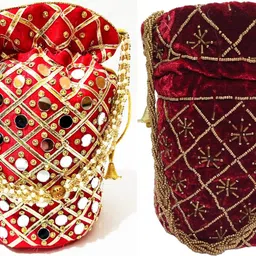 athizay Girls Red, Maroon, Gold Potli-picture-33