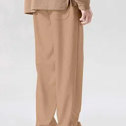 parwati creation Men Loose Fit Beige Linen Blend Trousers image 4