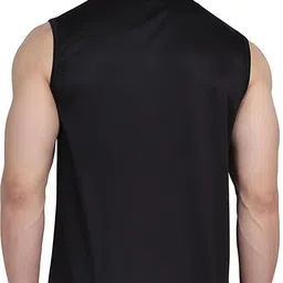 udi n adi Men Solid Round Neck Polyester Black T-Shirt image 2