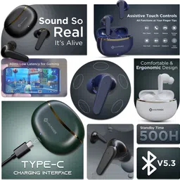 mak power 48H Playtime | ENC | HD Sound | Deep Bass | Fast Charge | Touch Control Earbud Bluetooth Headset image 4