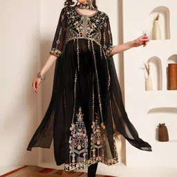 Women Georgette Kurta Dupatta Set-image-38