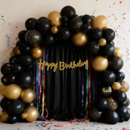 the decor queen Gold Glitter Happy Birthday Banner Premium Non Shedding Party Decoration Reuse Banner image 3