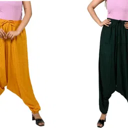 fusfus Solid Rayon Women Harem Pants-picture-11