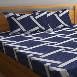 Multicolor Geometric 300 TC Cotton Blend Double Bedsheet with 2 Pillow covers by Klotthe image 3