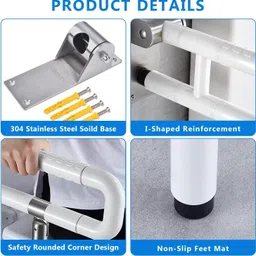 invexo Toilet Support Bathroom Safety Grab Bar with Leg Support For Parents Seniors Foldable Safety Frames for Toilet image 5