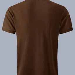 eyebogler Men Solid Round Neck Cotton Blend Brown T-Shirt image 2