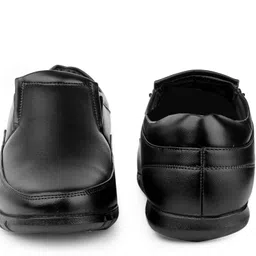 zixer Genuine Synthetic Leather Office Black Formal Shoes For Men Branded Without Lace Slip On For Men image 3