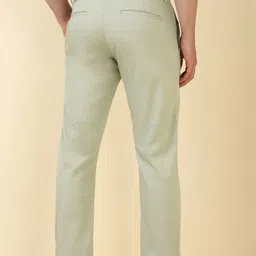 allen solly Men Slim Fit Green Cotton Blend Trousers image 3