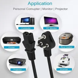 Sadow Power Cord 1.5 m Computer Power Cable Cord for Desktops PC and Printers/Monitor SMPS Power Cable IEC Mains Power Cable (Black) (1.5 Meter - Black) image 5