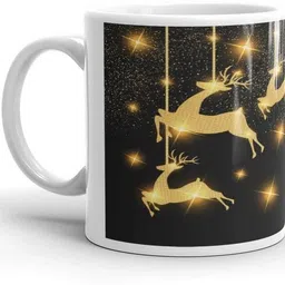 festivecraft Christmas Gift with Gold Snowflakes and Wrapped Holiday Gifts Ceramic Coffee Mug-picture-40