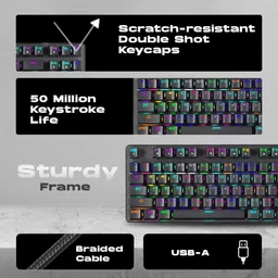 RETRACK GS200 FPS Sniper ARGB Brown Mechanical Switches RGB Gaming Mechanical Keyboard Wired USB Standard Gaming Keyboard Compatible with Desktop, Laptop, Mac image 5